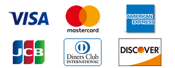 VISA、MasterCard、JCB、Diners club、DISCOVER、AMERICAN EXPRESS